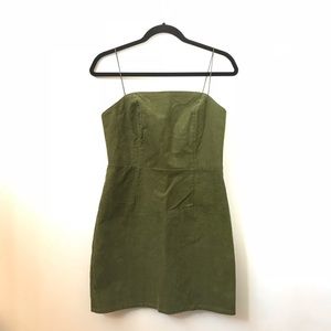 UO Colette Corduroy Bodycon Dress Moss Green